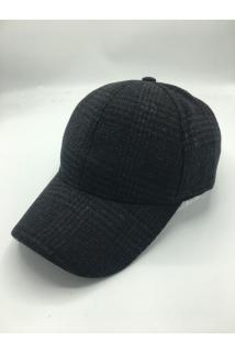Kışlık Ayarlanabilir Kaşe Siperli Şapka - Gri-Siyah Desen