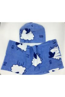 Unisex Çocuk Mavi Polar Atkı Set