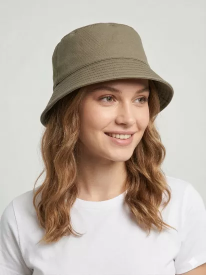 Yazlık Bucket Model Pamuklu Gabardin Kumaş Kova Şapka - Haki