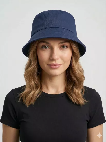 Yazlık Bucket Pamuklu Gabardin Kova Şapka - Lacivert